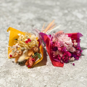 Le duo d'amour : lettre + mini bouquet fleurs séchées